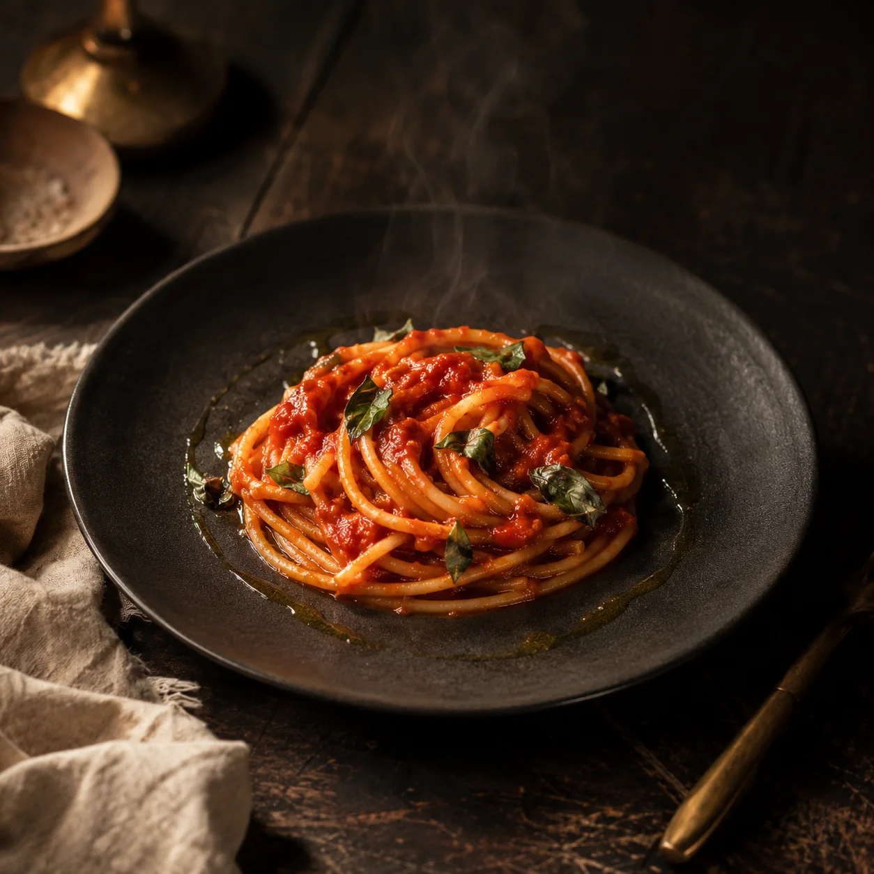 Špagety al pomodoro s bazalkou